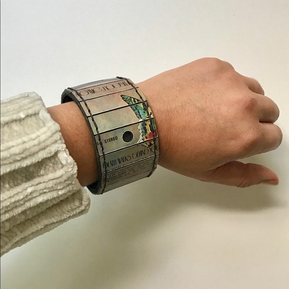 Custom made vinyl record cuff bracelet